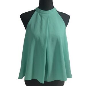 Halter Top Crew Neck Keyhole Back Fully Lined Mint Green